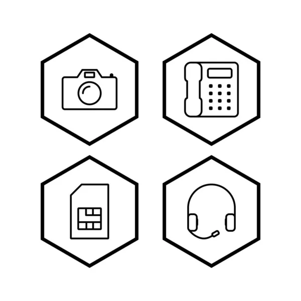 Ensemble Appareils Électroniques Icônes Sur Fond Blanc Éléments Isolés Vectoriels — Image vectorielle