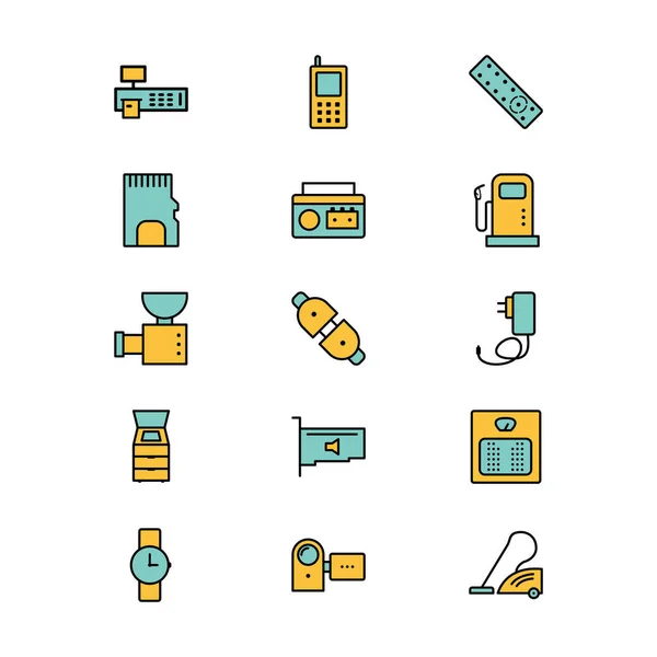 Set Electronic Devices Icons White Background Vector Isolated Elements — Stock Vector