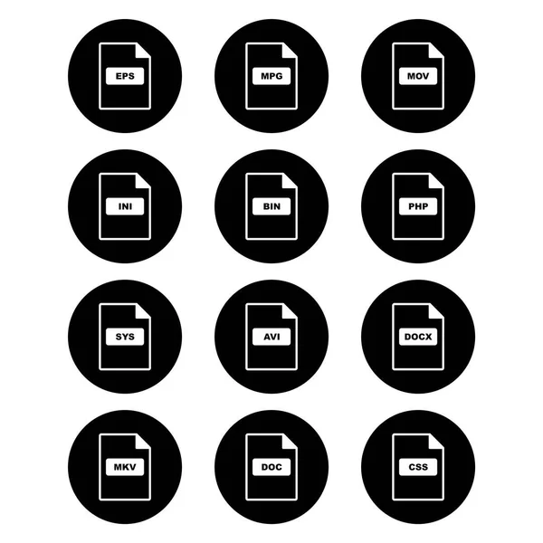 Fájlformátum Icons Sheet Isolated White Háttér — Stock Vector