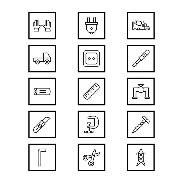 Set Van Bouwpictogrammen Geïsoleerd Witte Achtergrond — Stockvector