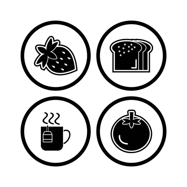 Juego Iconos Alimentos Para Uso Personal Comercial — Vector de stock