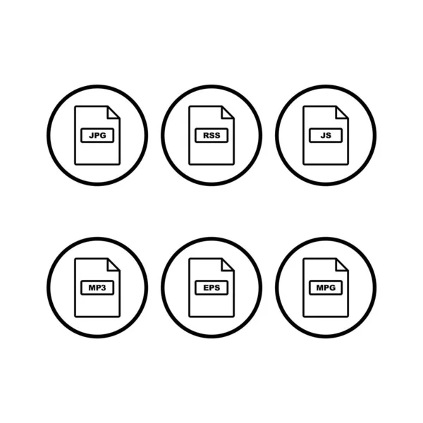 Formati File Icons Sheet Isolato Sfondo Bianco — Vettoriale Stock