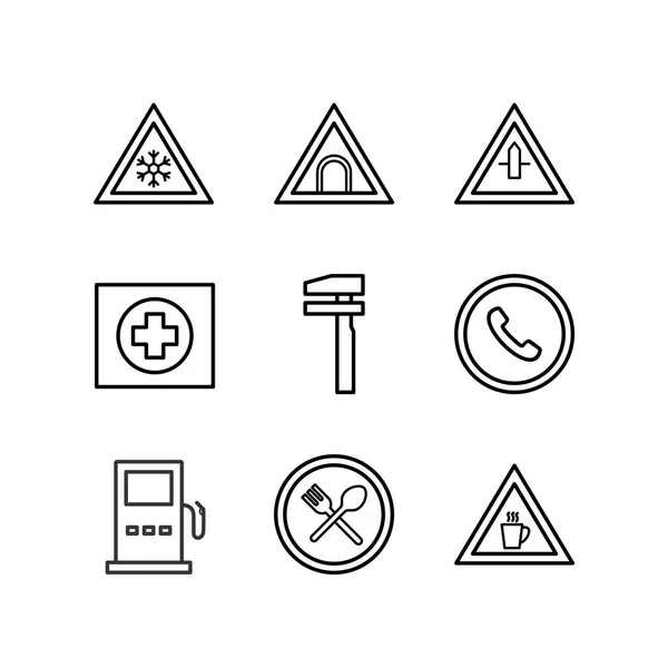 Icon Set Von Verkehrsschildern Für Den Persönlichen Und Kommerziellen Gebrauch — Stockvektor