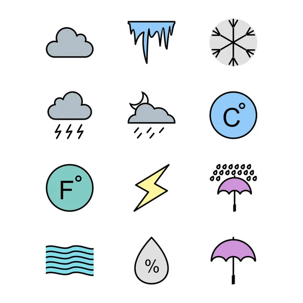 Set Weather Icons Isolated White Background — Stock Vector