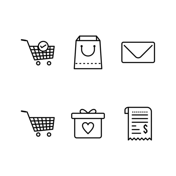 Set Commerce Icons White Background Vector Isolated Elements — Stock Vector