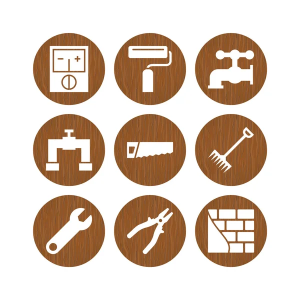 Set Construction Icons Isolated White Background — Stock Vector