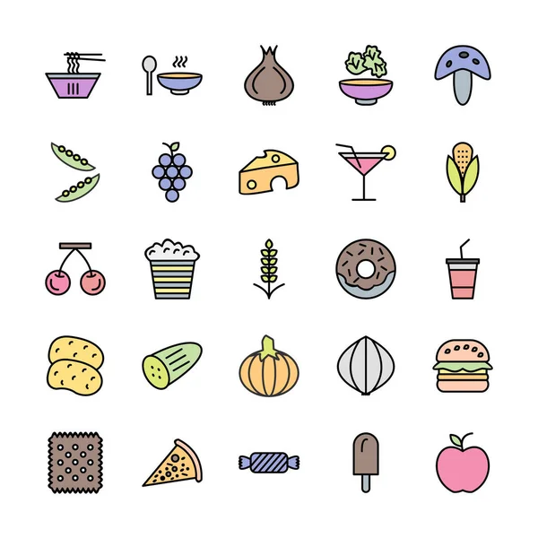 Icon Set Food Personal Commercial Use — Stock Vector