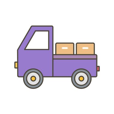 Kamyon simgesi beyaz arka planda izole edilmiş. lojistik sembol vektör illüstrasyonu