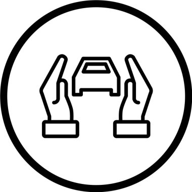 Bir araba simgesini tutan elin vektör çizimi