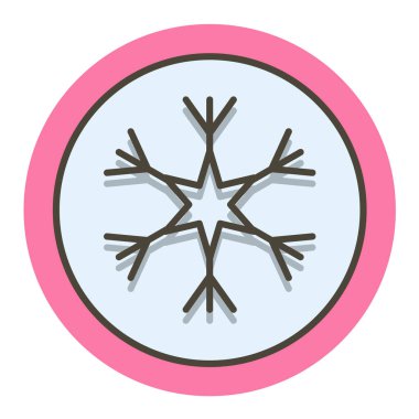 Beyaz arkaplan vektör illüstrasyonunda kırmızı çemberdeki kar tanesi simgesi