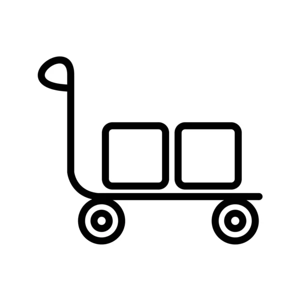 Trolley Icoon Zwarte Stijl Geïsoleerd Witte Achtergrond Logistieke Symbool Vector — Stockvector
