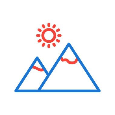 Güneş Simgeli Dağ Moda Tarzı İzole Arkaplan