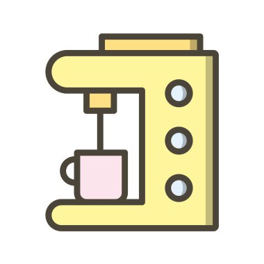 Düz renkli kahve makinesi ikonu. vektör illüstrasyonu