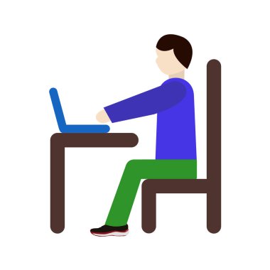 Dizüstü bilgisayarı olan bir adamın vektör çizimi