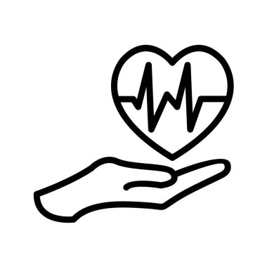 Kalp atışı simgesi olan kalp, vektör illüstrasyonu