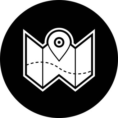 Plan Haritası Simgesi Moda Biçiminde İzole Arkaplan