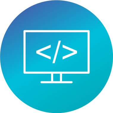 bilgisayar monitörü düz simge, vektör illüstrasyonu