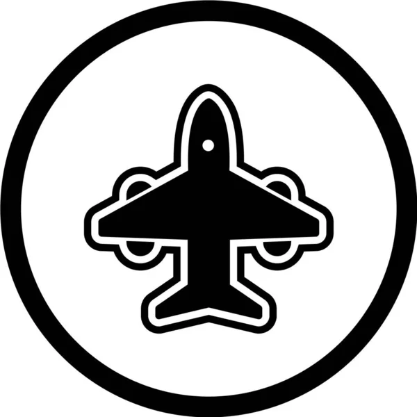 Ikona Wektora Samolotu Czarny Ilustracja Izolowane Białym Tle Dla Grafiki — Wektor stockowy