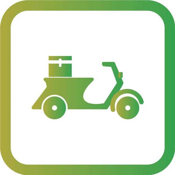 Icona Scooter Verde Stile Piatto Isolato Sfondo Bianco — Vettoriale Stock