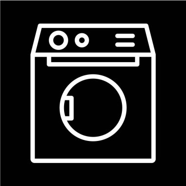 vektör çizimi, basit simge çamaşır makinesi 