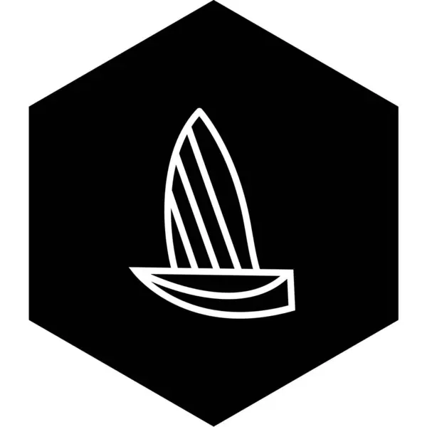Icono Barco Negro Vectorial Sobre Fondo Blanco — Archivo Imágenes Vectoriales