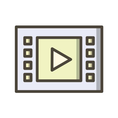 Multimedya düz simgesi beyaz arkaplanda izole edildi