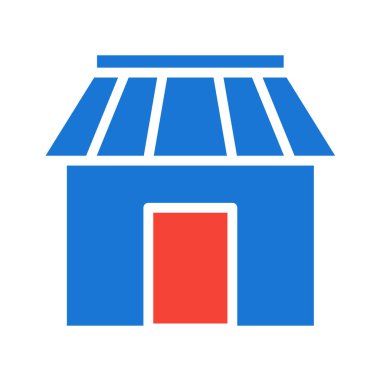 Beyaz arka planda izole edilmiş düz stil bir dükkan simgesi. süpermarket sembolü vektör illüstrasyonu