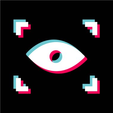 Siyah arkaplanda düz bir göz simgesi. vektör illüstrasyonu