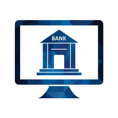 Banka binası simgesi vektör illüstrasyonu