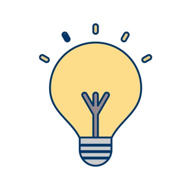 Beyaz arkaplanda izole edilmiş düz stil ampul simgesi. fikir sembolü çizimi