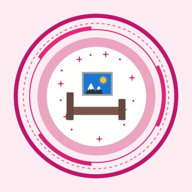 Yatak Odası Simgesi Moda Tarzında İzole Arka Gruplandırılmış