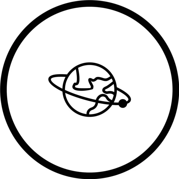 Planet Ikon Svart Cirkel Isolerad Vit Bakgrund Vektor Illustration — Stock vektor