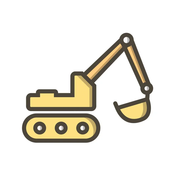 Excavator Icon Flat Style Isolated White Background — Stock Vector