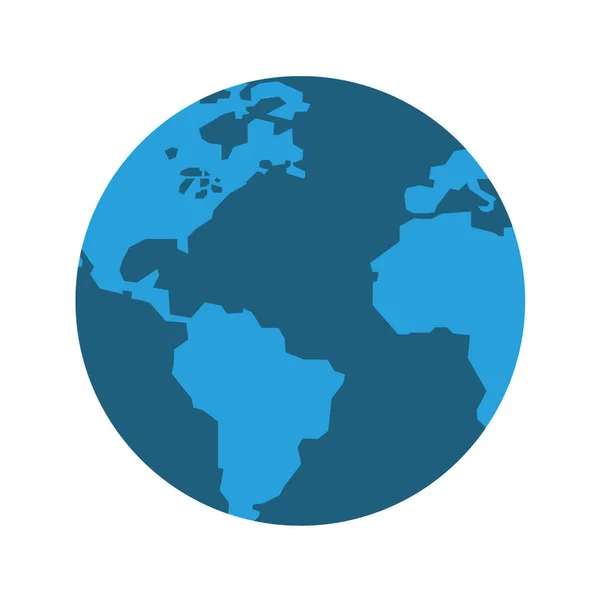Illustrazione Vettoriale Globo Blu Con Una Mappa Del Mondo — Vettoriale Stock