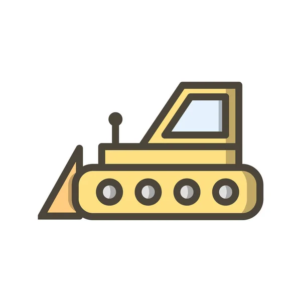 Excavator Icon Flat Style Isolated White Background Construction Transportation Symbol — Stock Vector
