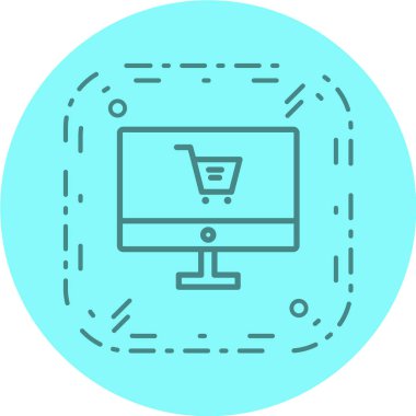 bilgisayar ve alışveriş arabası simgesi