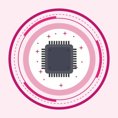 Moda Biçimli İşlemci Simgesi Ayrı Arka Gruplandırılmış