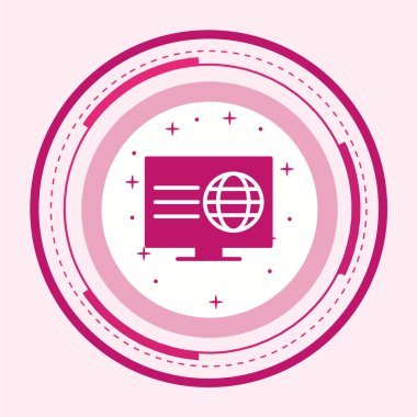 Pembe arkaplanda vektör bilgisayar simgesi