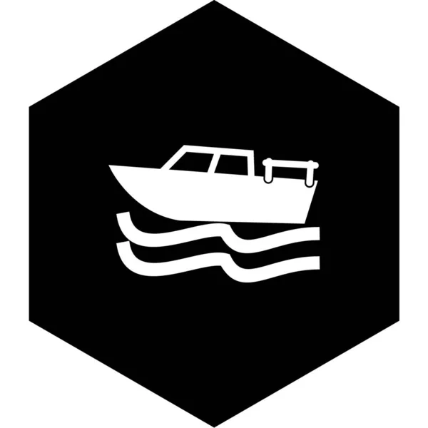 Icône Yacht Dans Style Noir Isolé Sur Fond Blanc Illustration — Image vectorielle
