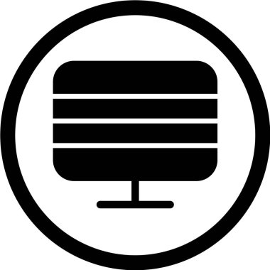 Beyaz arkaplanda siyah bir bilgisayar simgesi izole edildi. restoran sembolü illüstrasyonu.