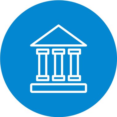 Beyaz arka planda banka binası simgesi. vektör illüstrasyonu.