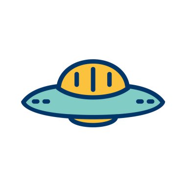 Beyaz arkaplanda izole edilmiş UFO simgesi. vektör illüstrasyonu