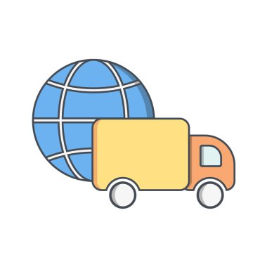 dağıtım kamyonu ikonu vektör çizimi tasarımı
