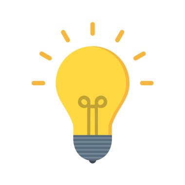 Beyaz arkaplanda izole edilmiş düz stil ampul simgesi. fikir sembolü çizimi