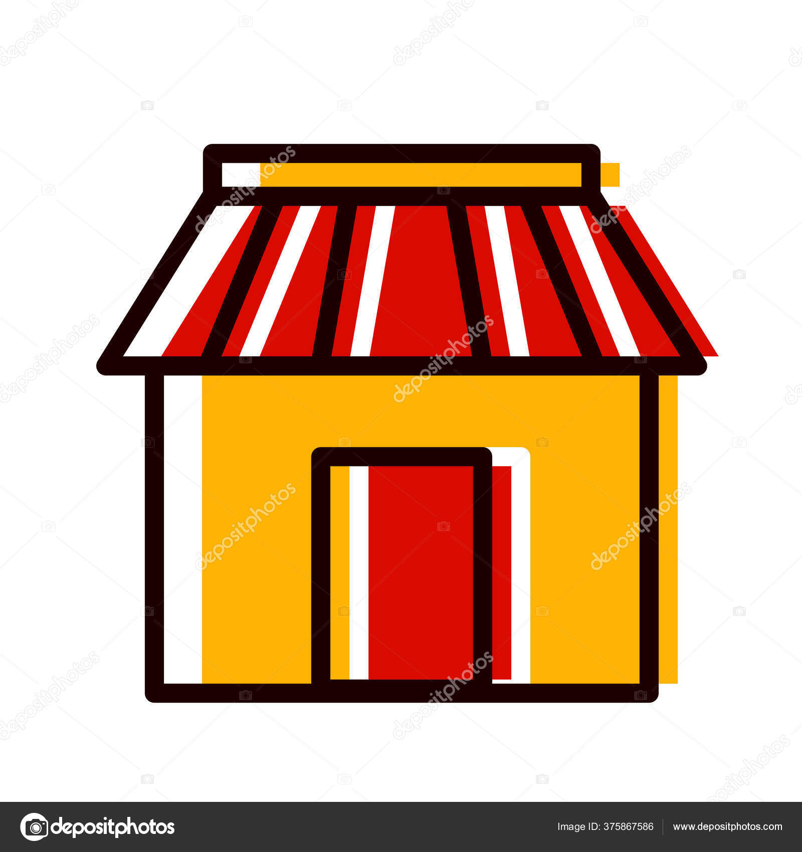 Ikon Toko Dalam Gaya Datar Terisolasi Pada Latar Belakang Putih Stok Vektor C Iyikon 375867586