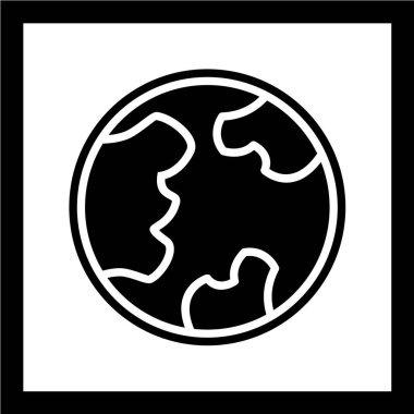 Siyah şekilli gezegen simgesi beyaz arkaplanda izole.