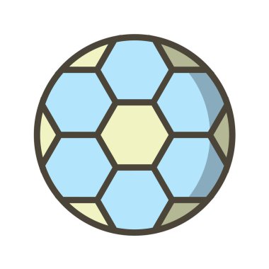 Düz biçimli futbol topu simgesi beyaz arkaplan vektör çiziminde izole