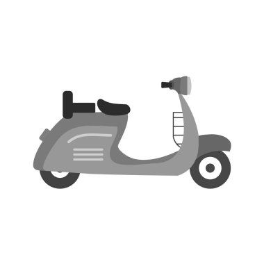 Çizgi film tarzında beyaz arkaplanda izole edilmiş scooter simgesi. golf sembolü illüstrasyonu.