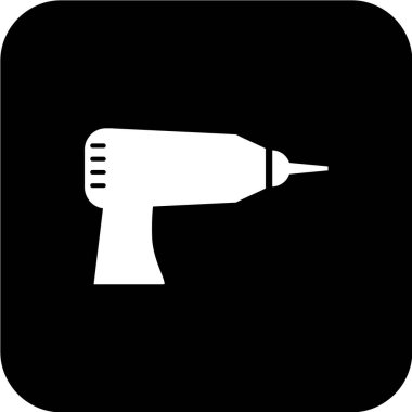 Saç kurutma makinesi simgesi beyaz arkaplanda izole edilmiş siyah stilde