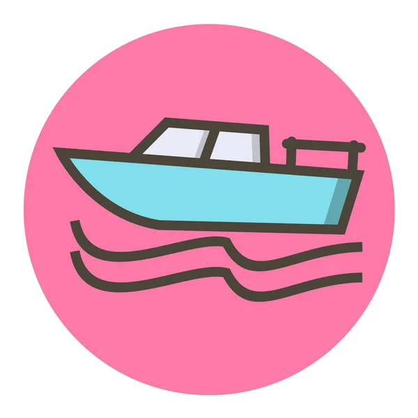 Boat Icon Flat Color Style Travel Transport — Stock Vector